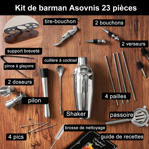 Asovnis coctelera de acero inoxidable 304, acabado brillante.