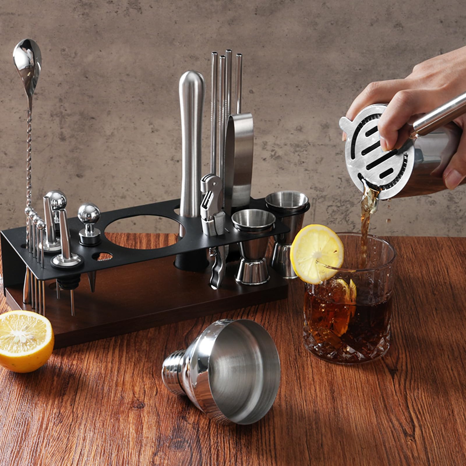 Asovnis kit bartender 23 piezas muddler detalle para machacar sabores.