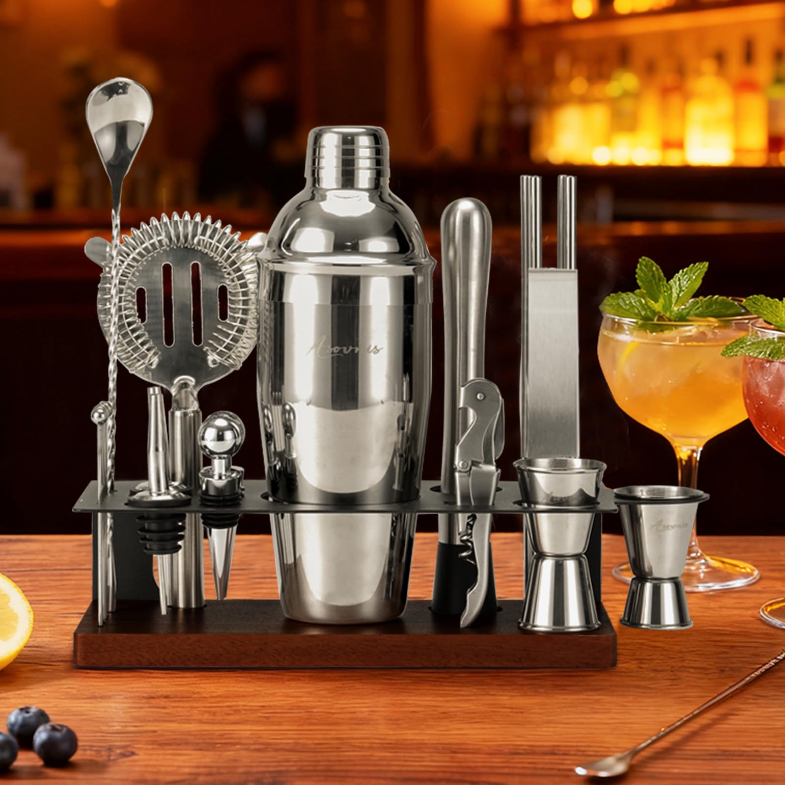 Asovnis kit bartender 23 piezas shaker frontal para cocteles perfectos.