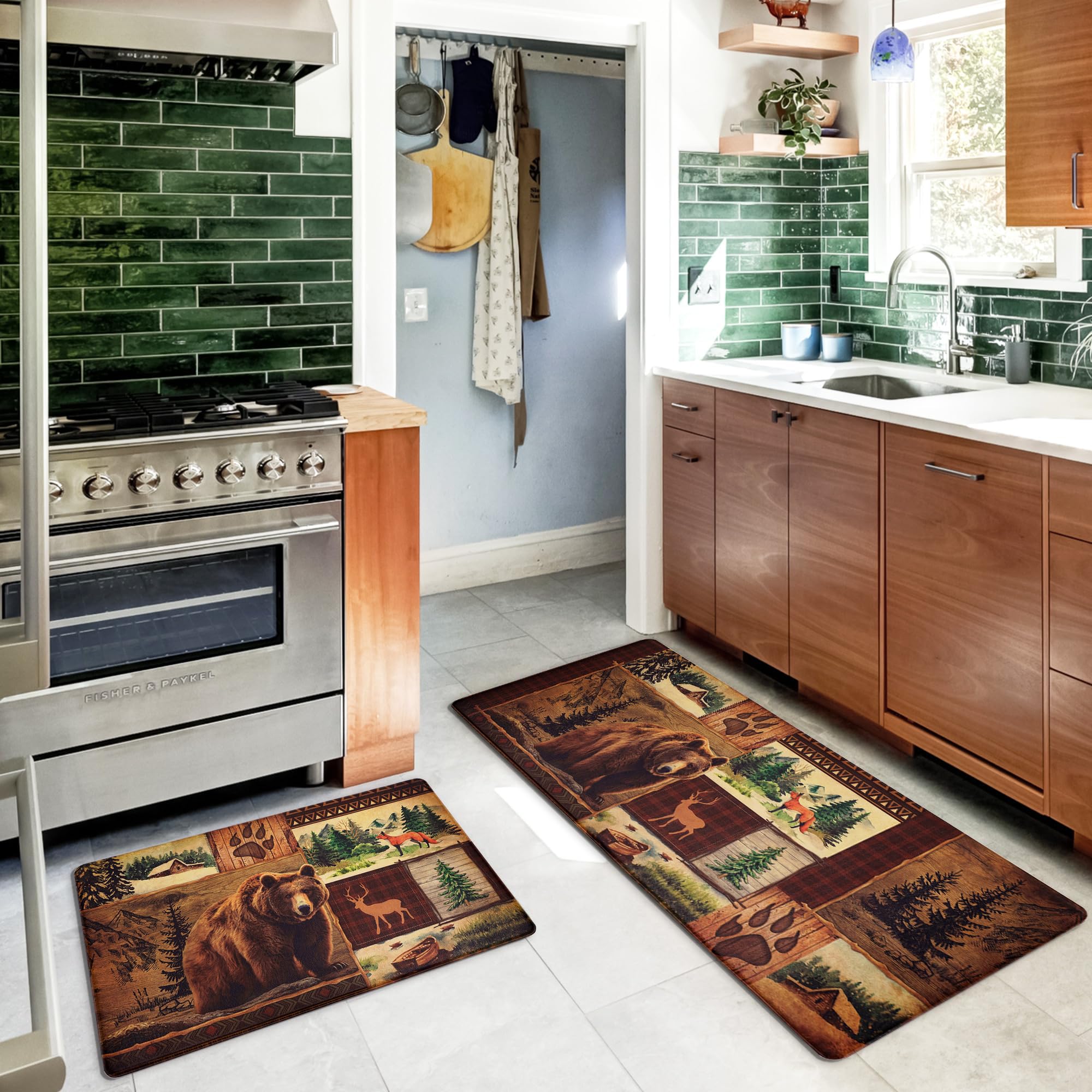 Alfombra ASPMIZ con alce, diseño acogedor y duradero para la cocina.
