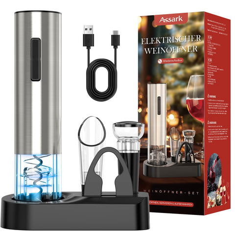 Assark abre-vino-eléctrico para abrir botellas sin esfuerzo y rápidamente.