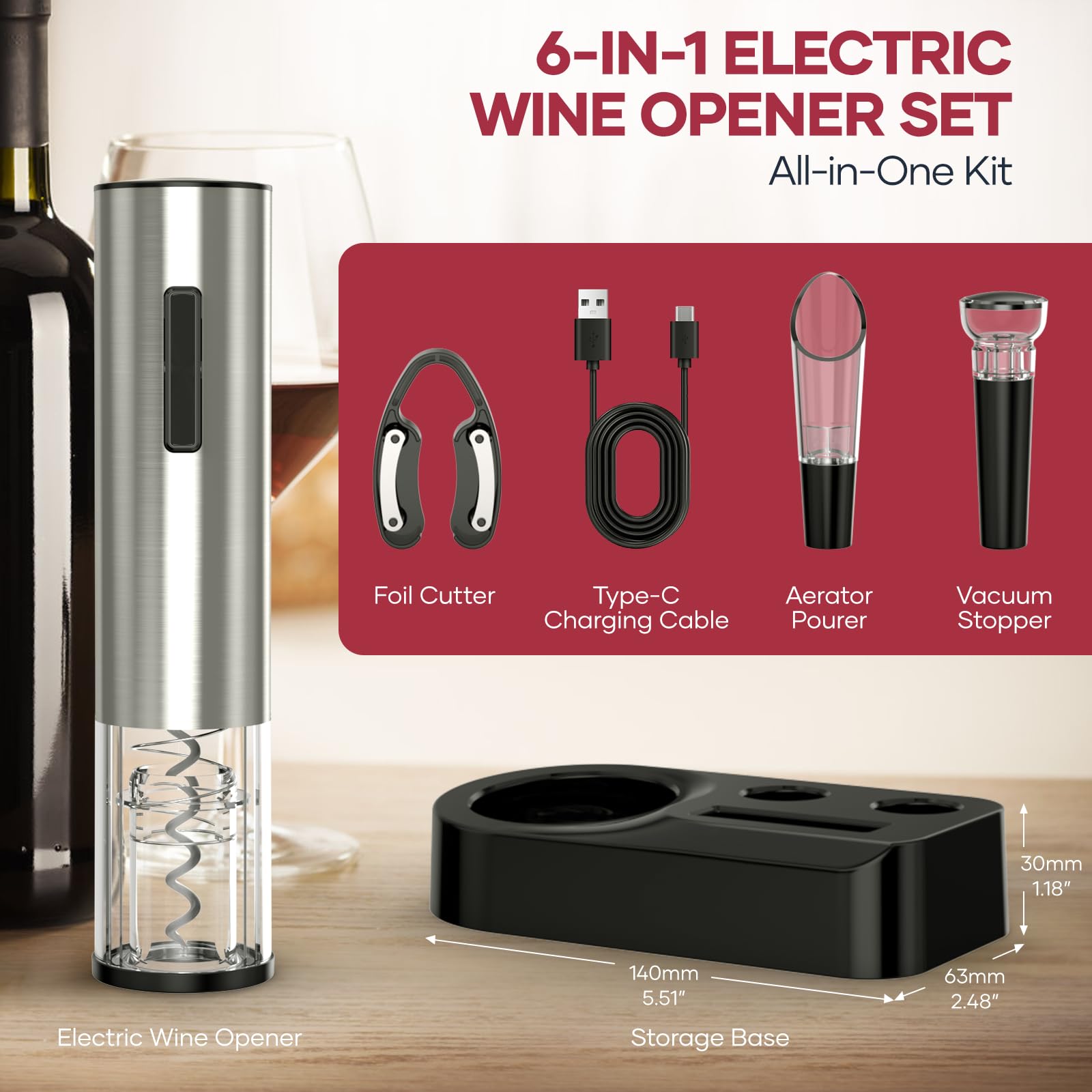 Assark aerador de vino realza aromas y sabores al verter.