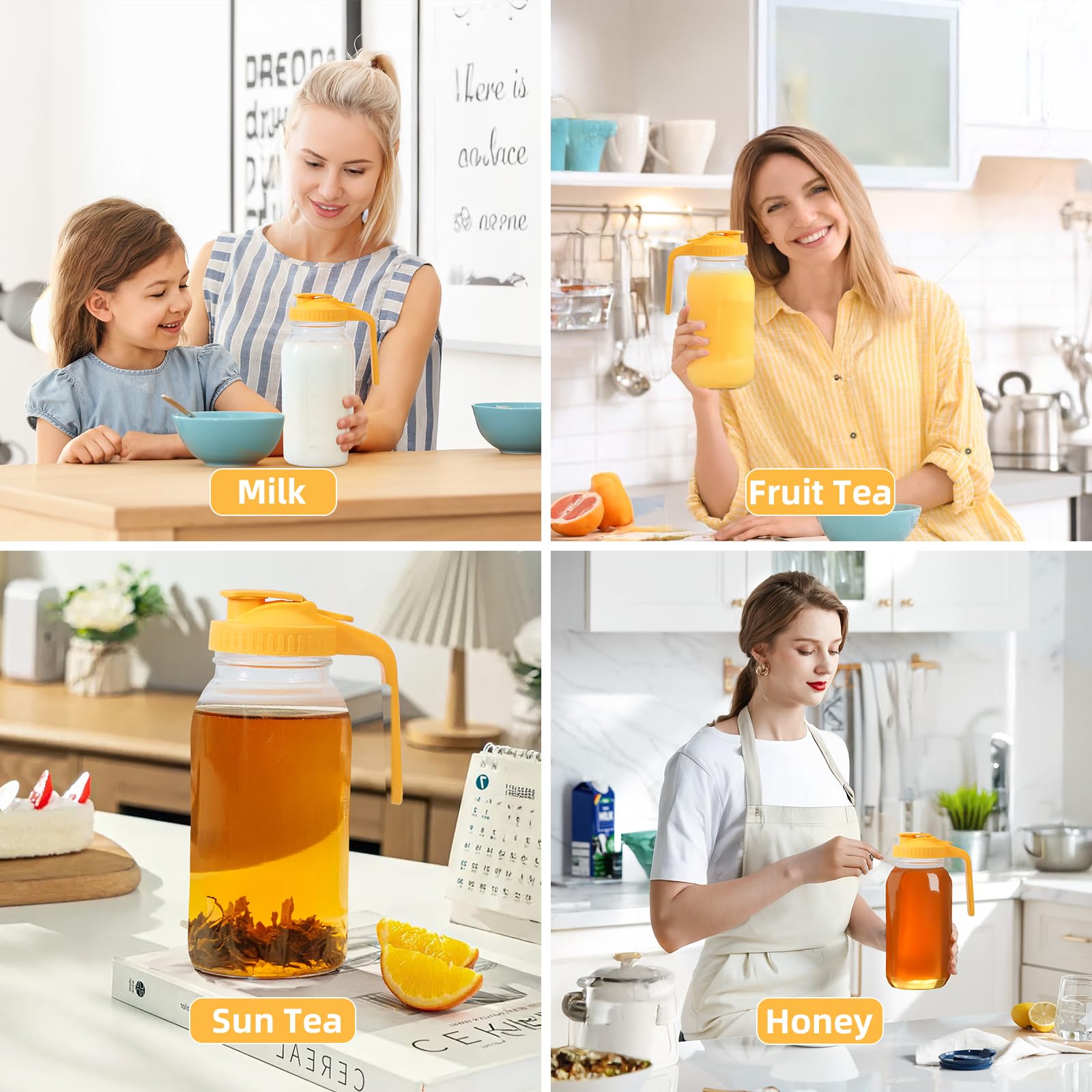 AsstarJTK Jarra Mason Vidrio 64 onzas, uso en mesa para bebidas frías de calidad.