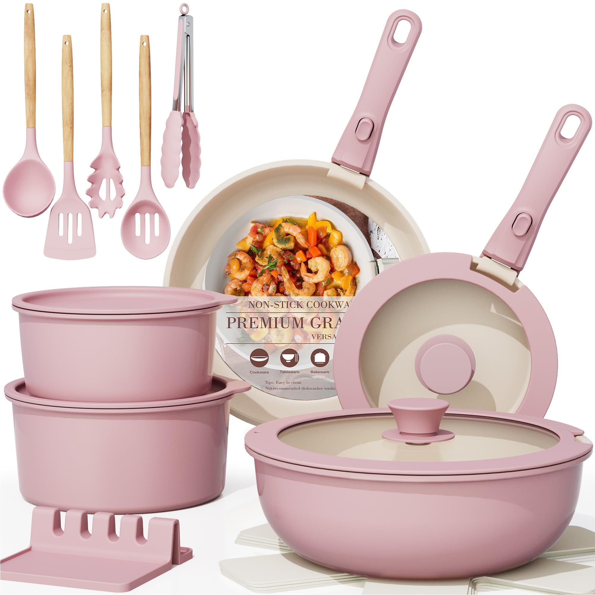 Astercook 21 piezas ollas y sartenes con recubrimiento antiadherente para cocción eficiente