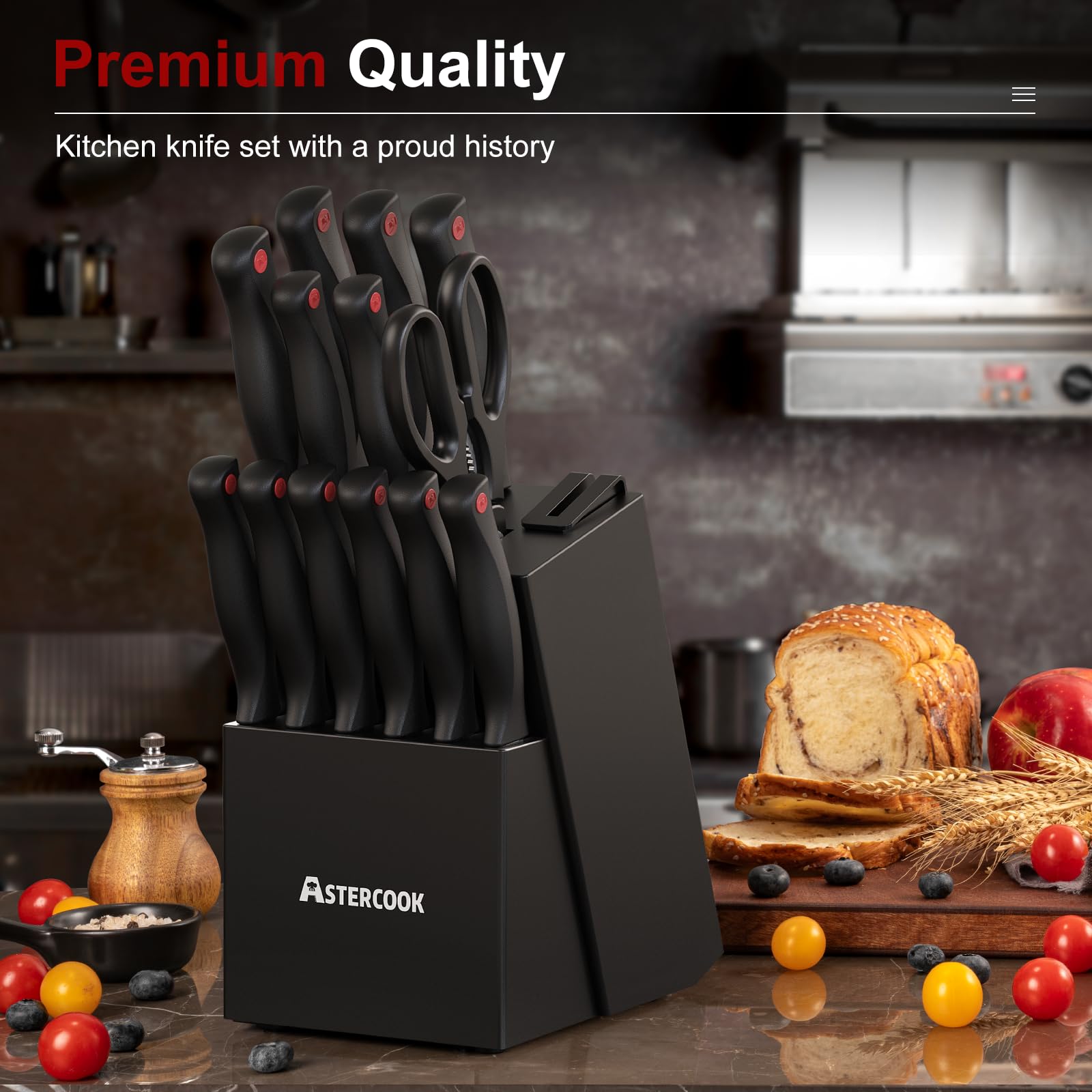 Astercook afilador integrado en bloque: afila sin herramientas adicionales