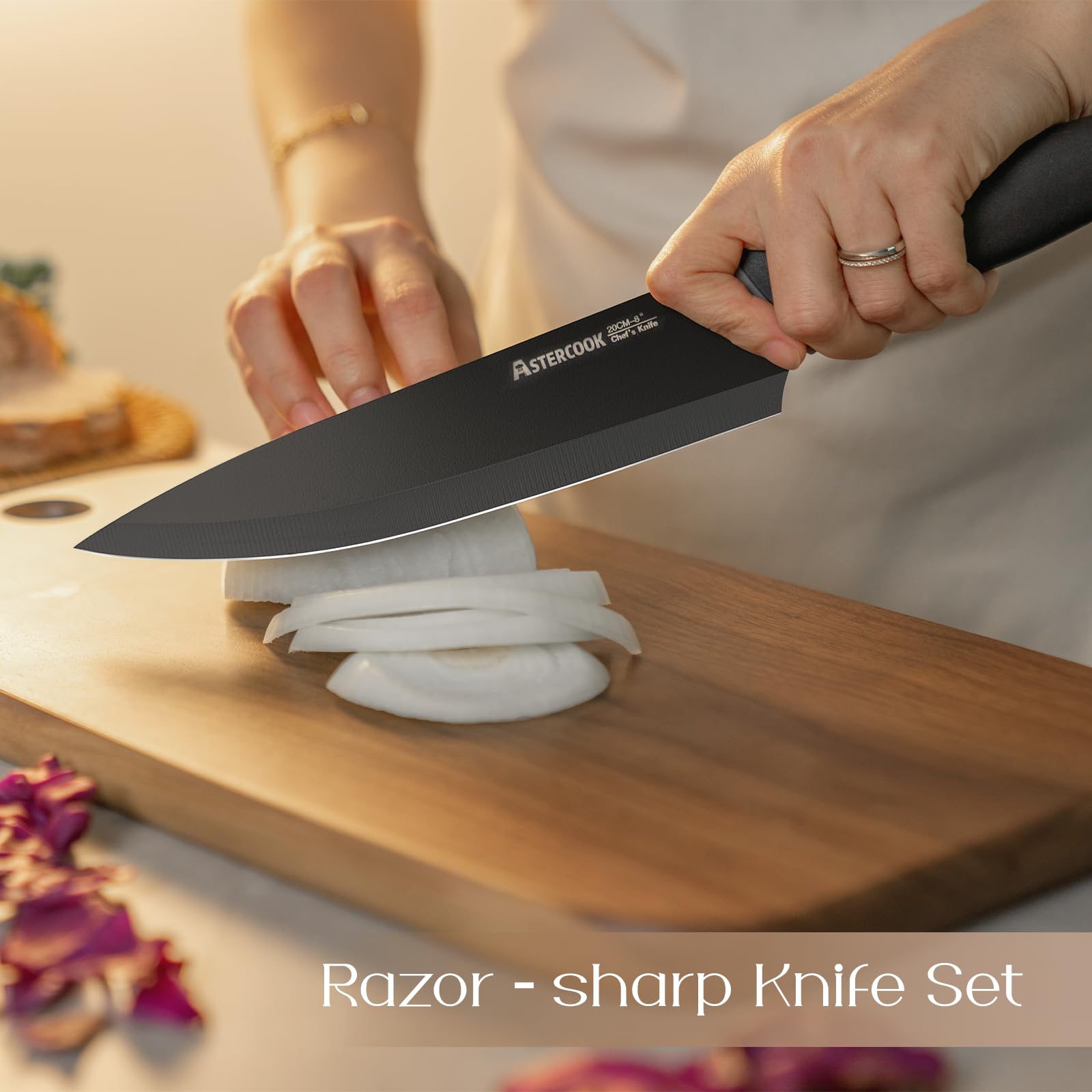 Astercook afilador integrado para filo preciso.