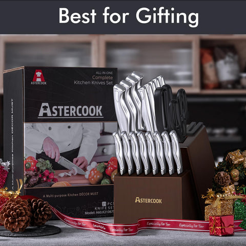 Astercook bloque cuchillos con afilador incorporado para mantenimiento rápido