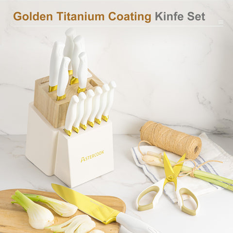 Bloque de madera Astercook para almacenamiento seguro de cuchillos.