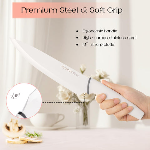 Astercook bloque transparente compacto mantiene cuchillos secos y ordenados.