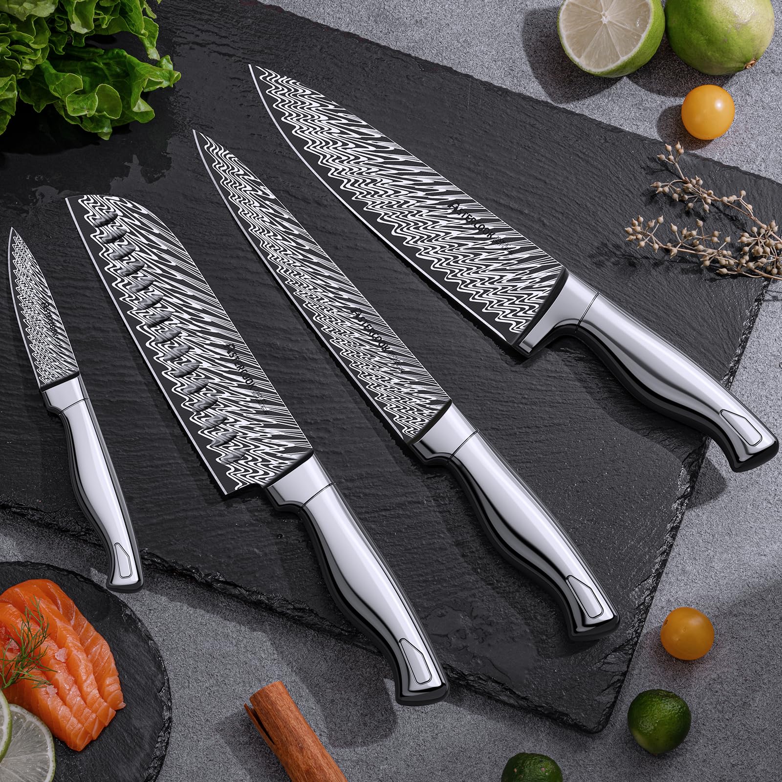 Astercook bloque de madera con afilador integrado para cuchillos
