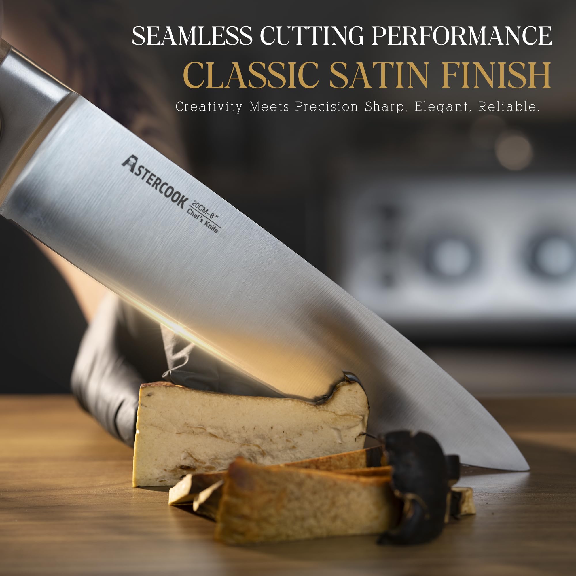 Astercook cuchillo de bistec: filo duradero para servir cortes jugosos.