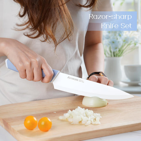 Astercook: cuchillo chef 8 pulgadas con recubrimiento cerámico para cortes suaves.