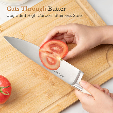 Astercook cuchillo chef de 8 pulgadas crema, filo preciso para preparaciones rápidas