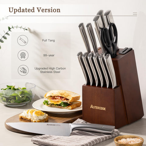 Astercook cuchillo chef 8 pulgadas, filo estable para cortes homogéneos y precisos