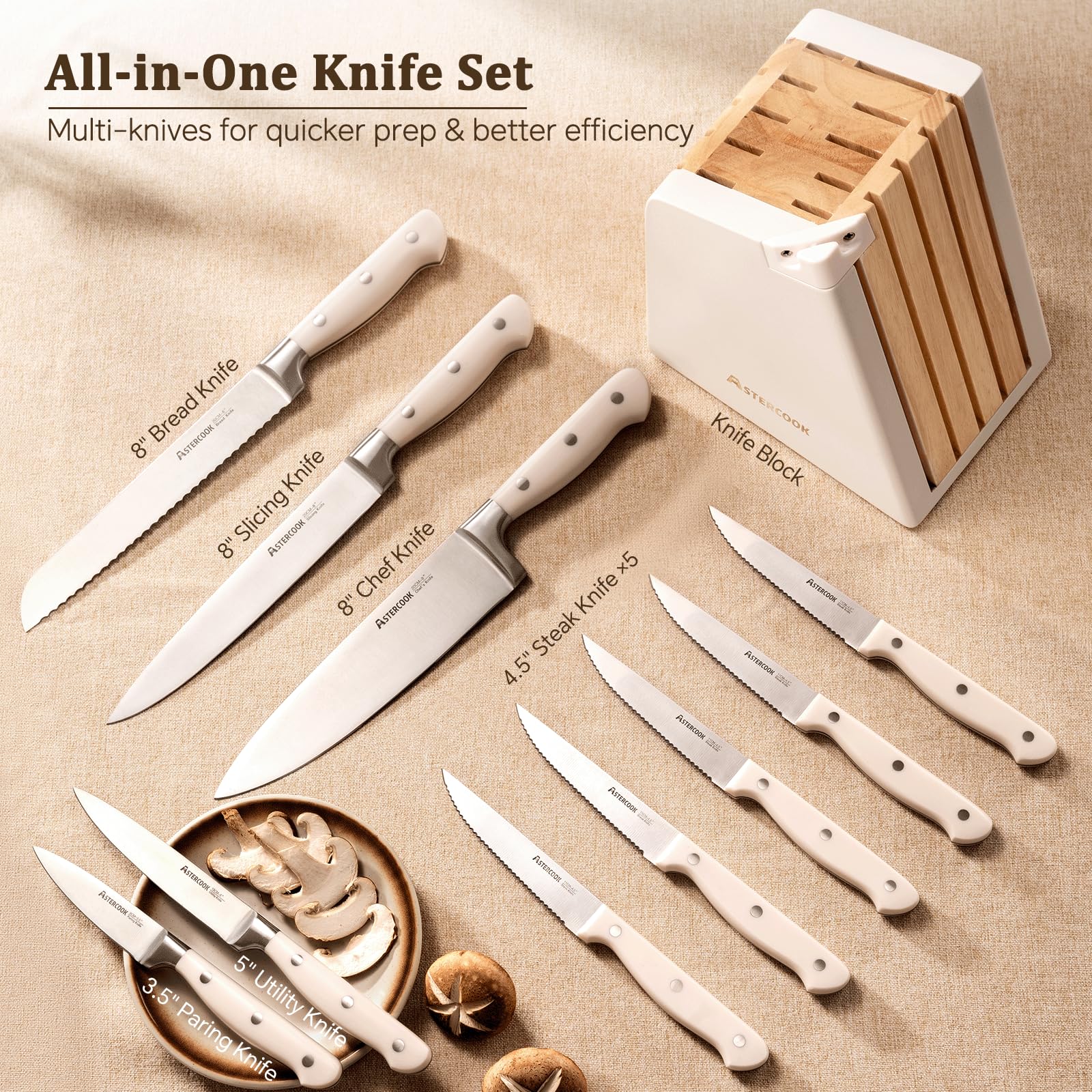 Astercook cuchillo chef 8 pulgadas, filo duradero para cortes precisos.