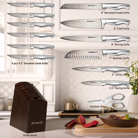 Astercook cuchillo chef 8 pulgadas: filo preciso para cortar carnes y vegetales