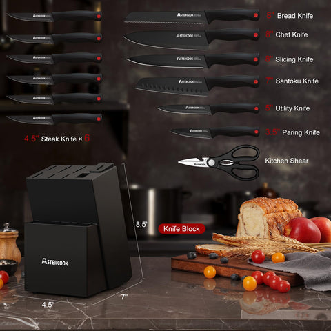 Astercook cuchillo chef 8 pulgadas: filo preciso para cortes