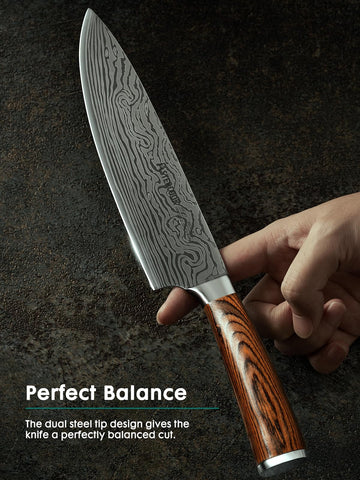 Astercook Cuchillo Chef acero alto carbono mantiene filo en uso diario.
