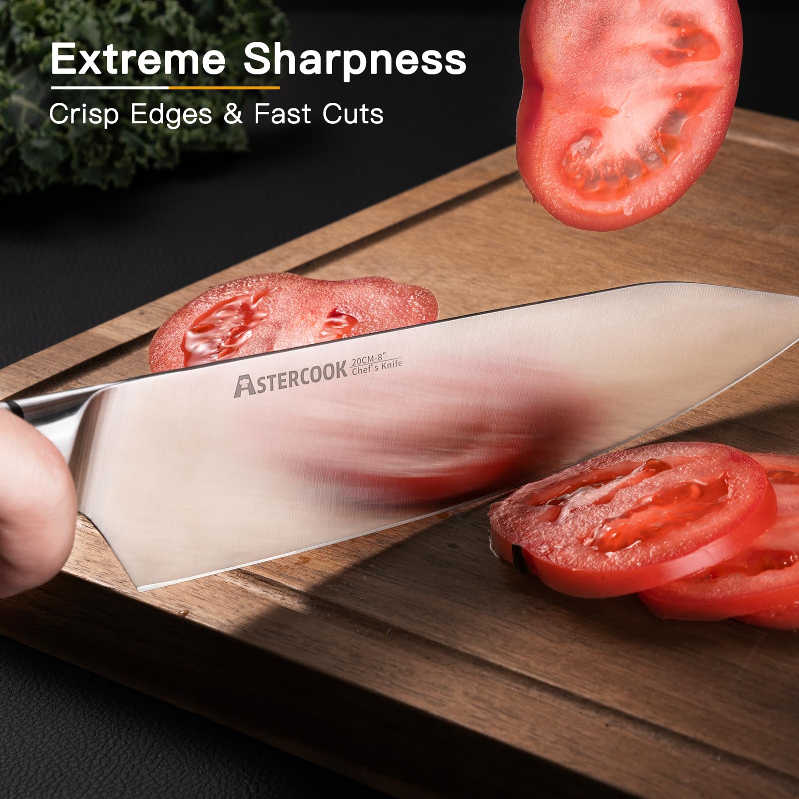 Astercook cuchillo chef corte verduras para troceos uniformes.