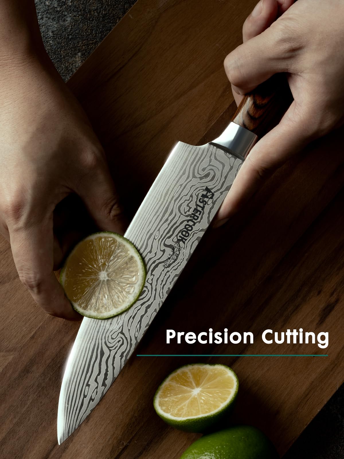 Astercook Cuchillo Chef para cortar pescado, carne y fruta con control.