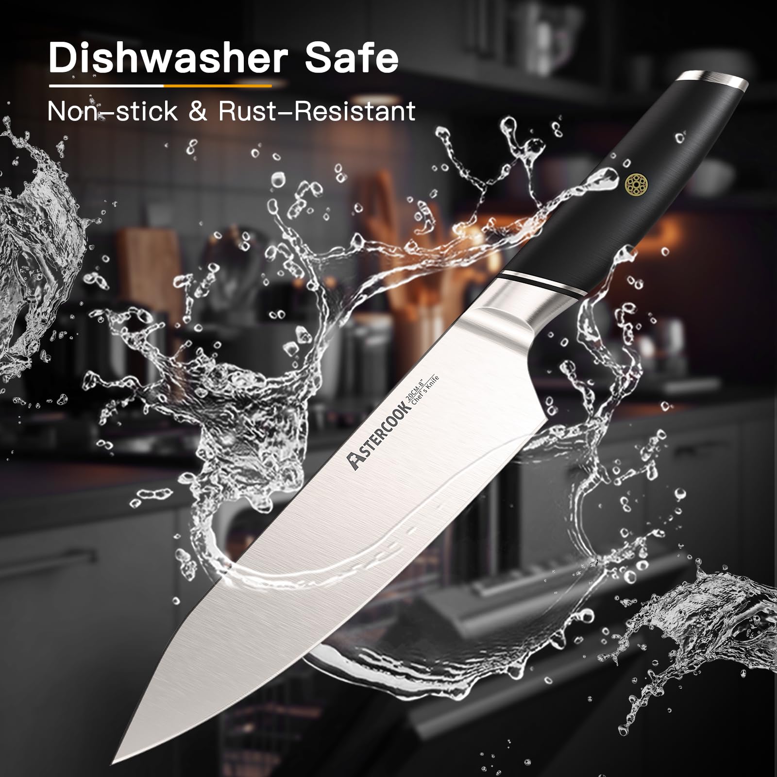 Astercook cuchillo chef ergonomia mango para uso cómodo.