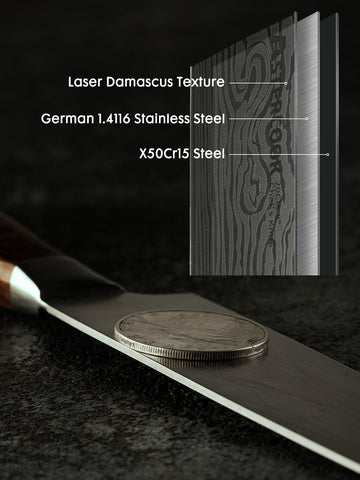 Astercook Cuchillo Chef mango ergonómico para reducir esfuerzo en el picado.