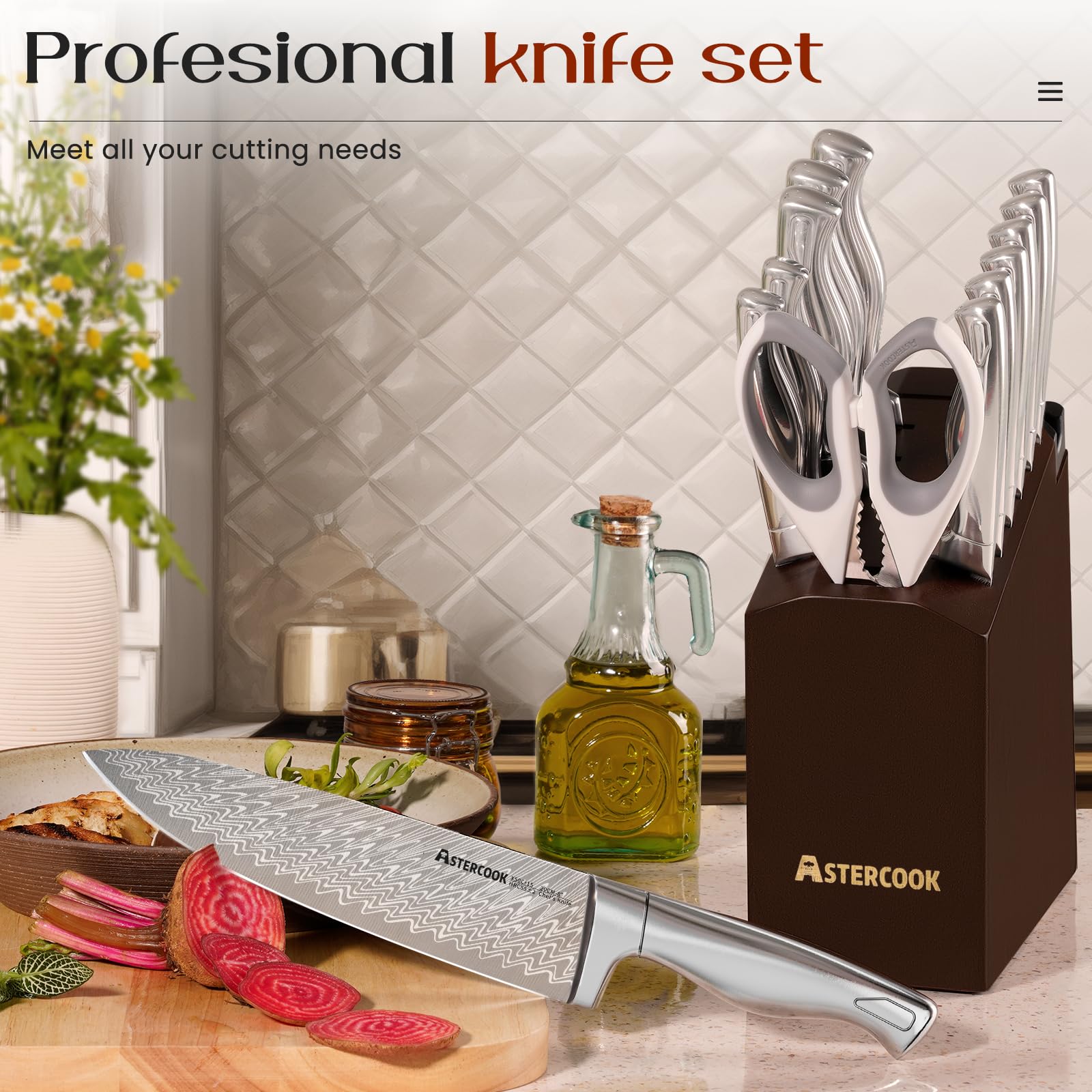 Astercook cuchillo para filetear 8 pulgadas: cortes finos y uniformes