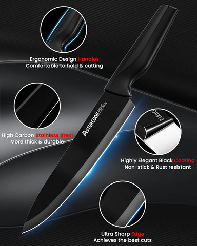 Astercook cuchillo filetear 8 pulgadas ideal para cortes limpios de carnes y verduras.