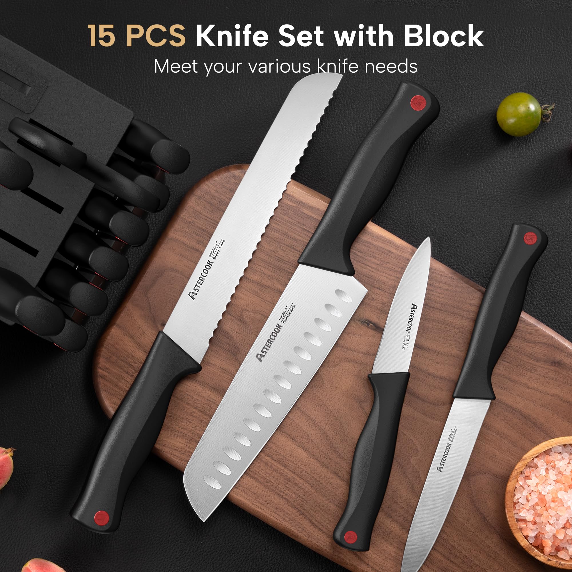 Astercook cuchillo pan 8 pulgadas serrado corta pan con facilidad.