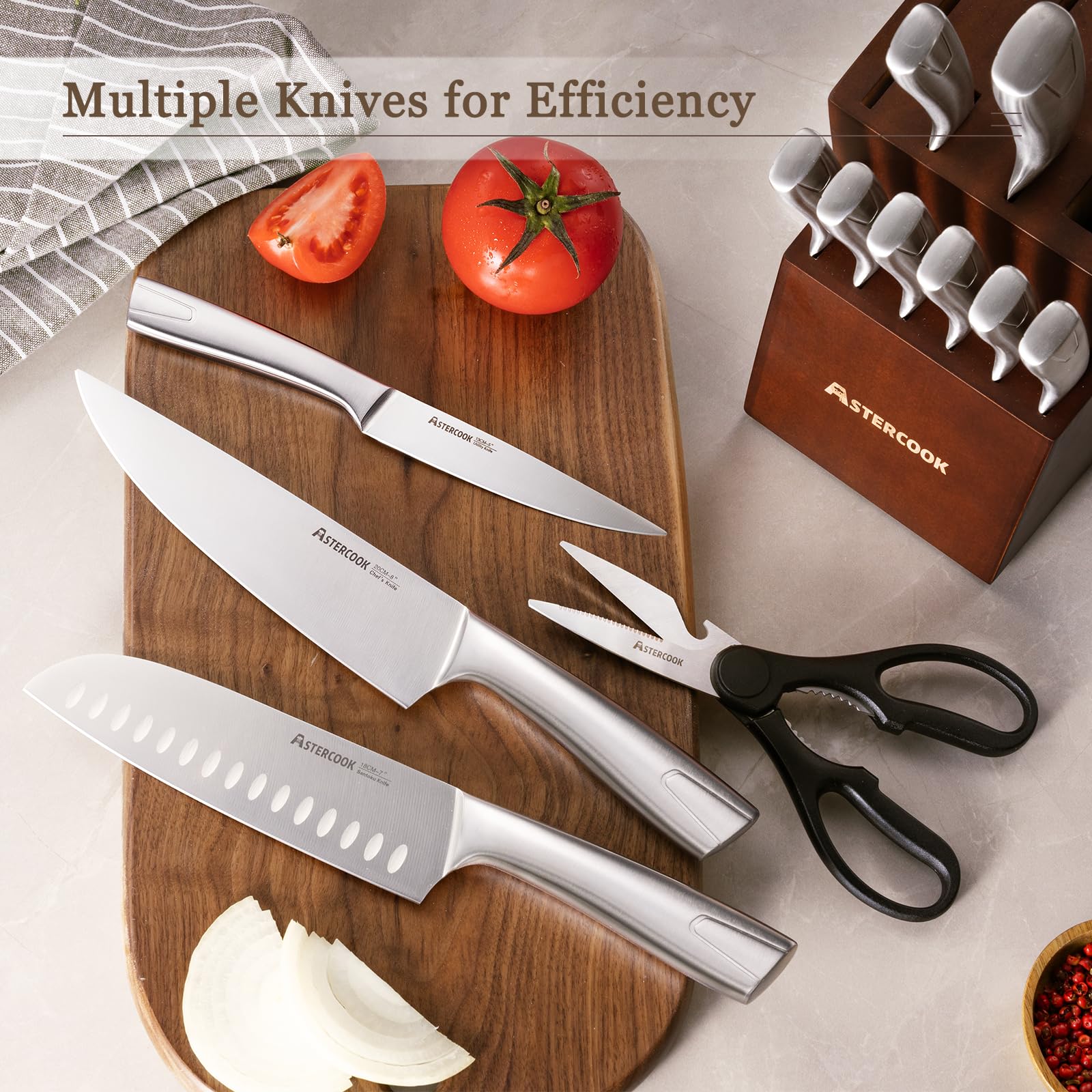 Astercook cuchillo de pan 8 pulgadas, cortes limpios en pan y corteza
