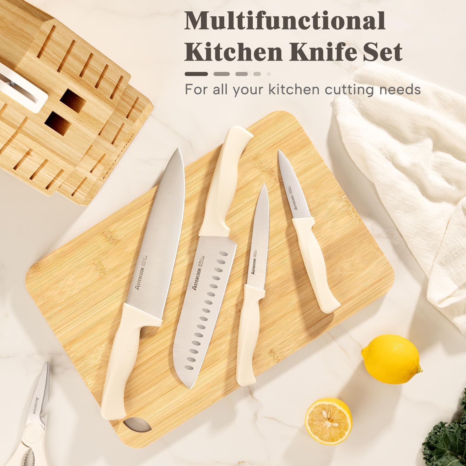 Astercook cuchillo pan dentado 8 pulgadas para rebanadas uniformes