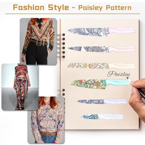 Astercook cuchillo pare Patrón Paisley, cortes precisos y pelados fáciles.