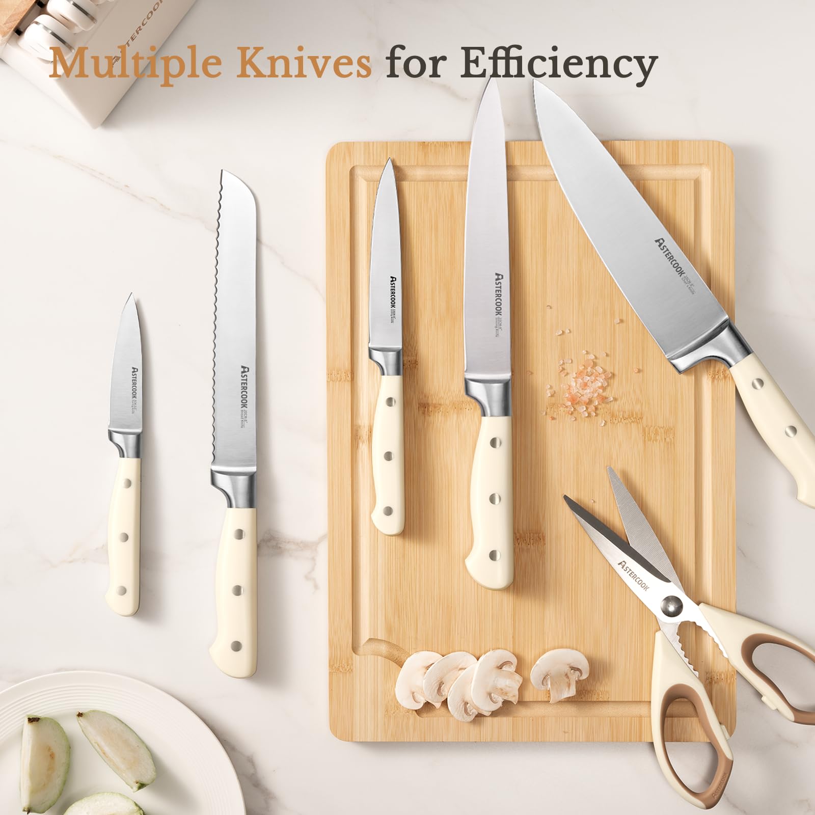 Astercook cuchillo pelador de 3,5 pulgadas crema, precisión en trabajos pequeños