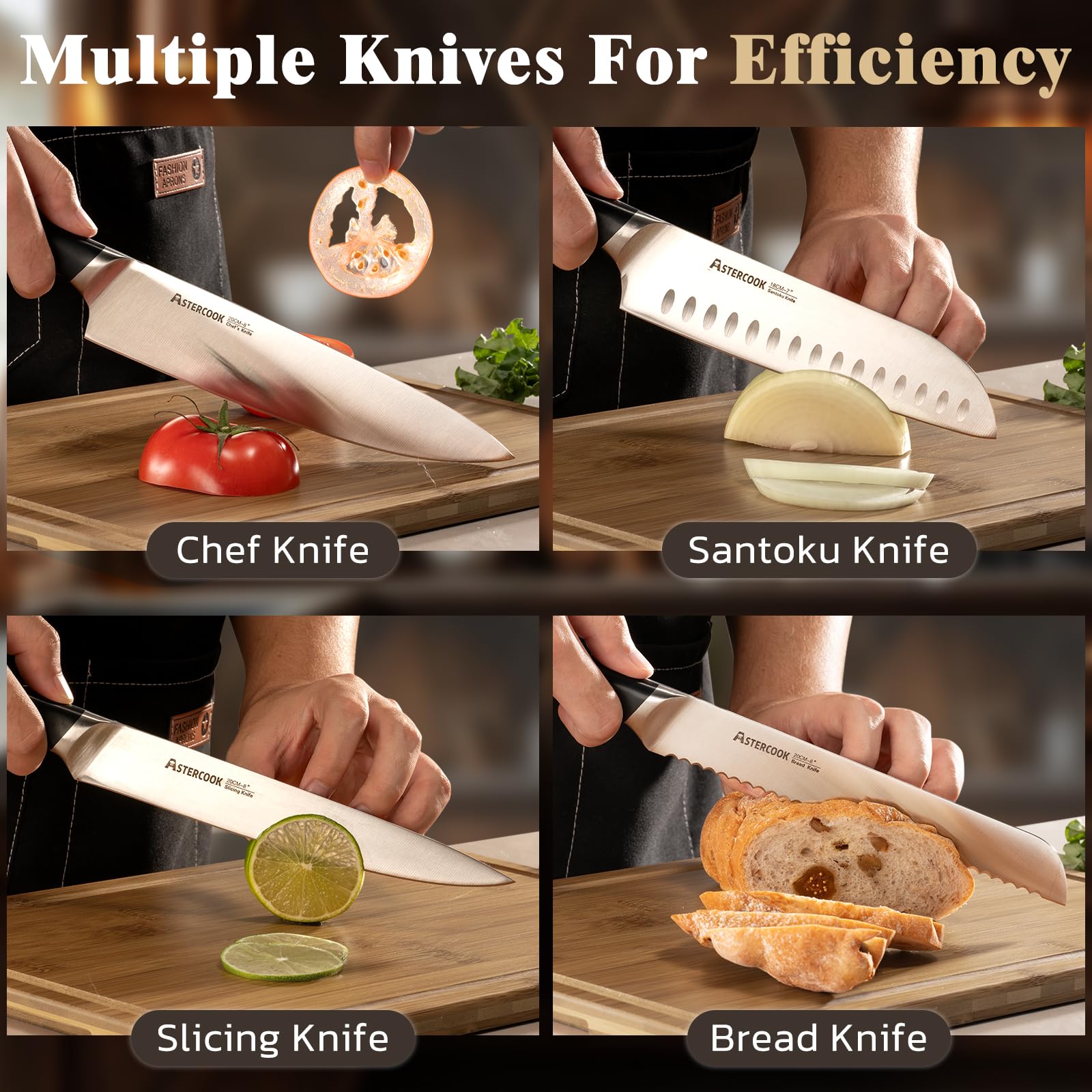 Astercook cuchillo pelador 3.5 pulgadas para pelar con control.