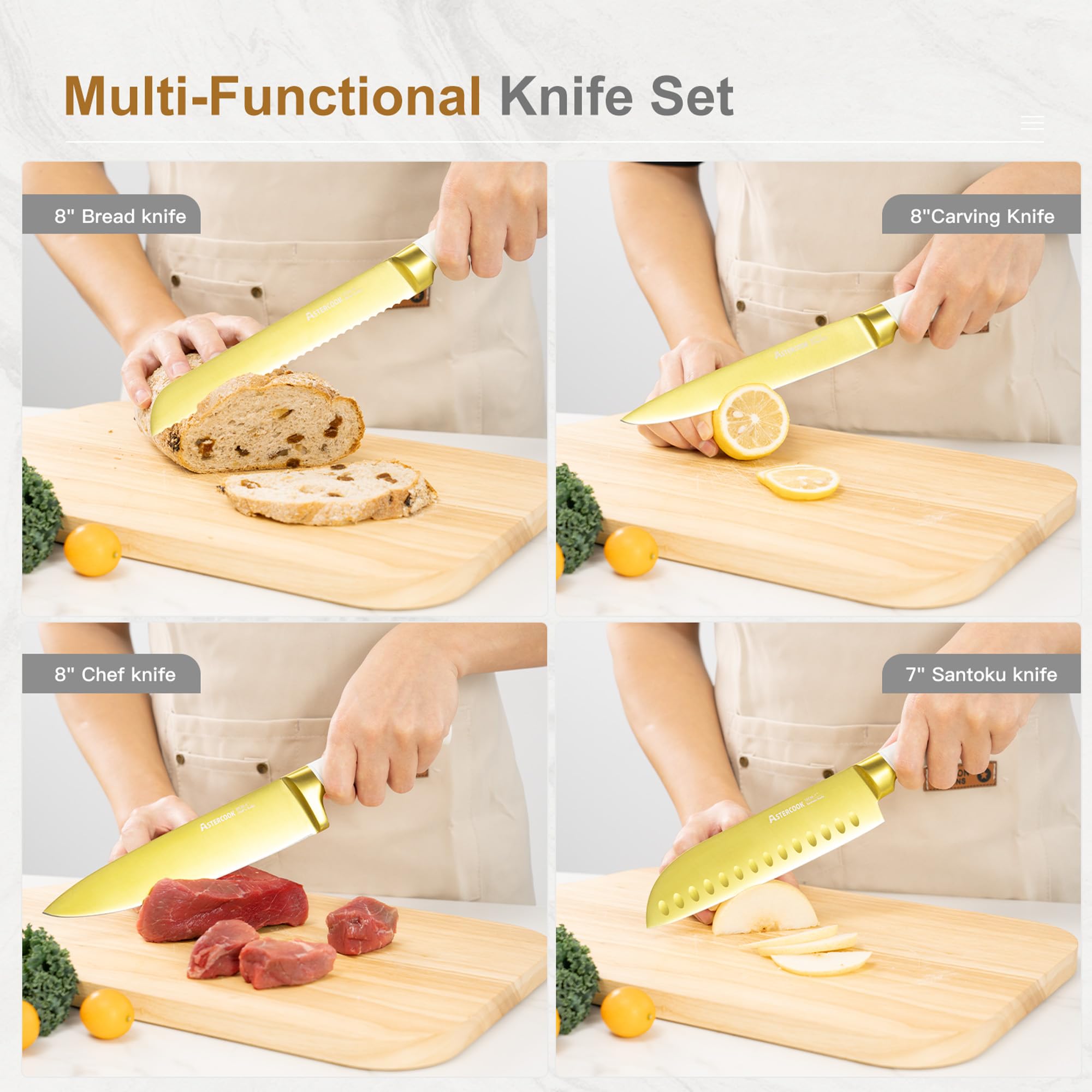 Cuchillo pelador Astercook de 3-5 pulgadas para pelar y cortar con precisión.