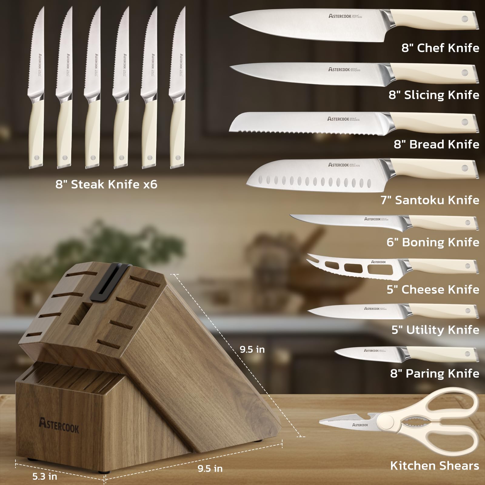 Astercook cuchillo pelador de 3,5 pulgadas para pelar con precisión