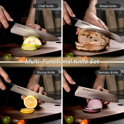 Astercook cuchillo santoku 7 pulgadas facilita picado rápido y limpio.