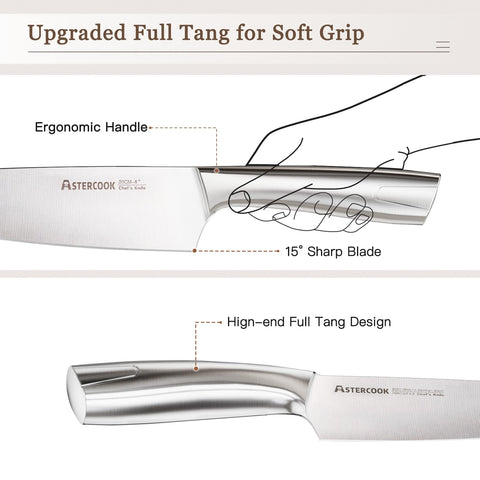 Astercook Santoku 7 pulgadas, multiuso para picar, cortar y juliana