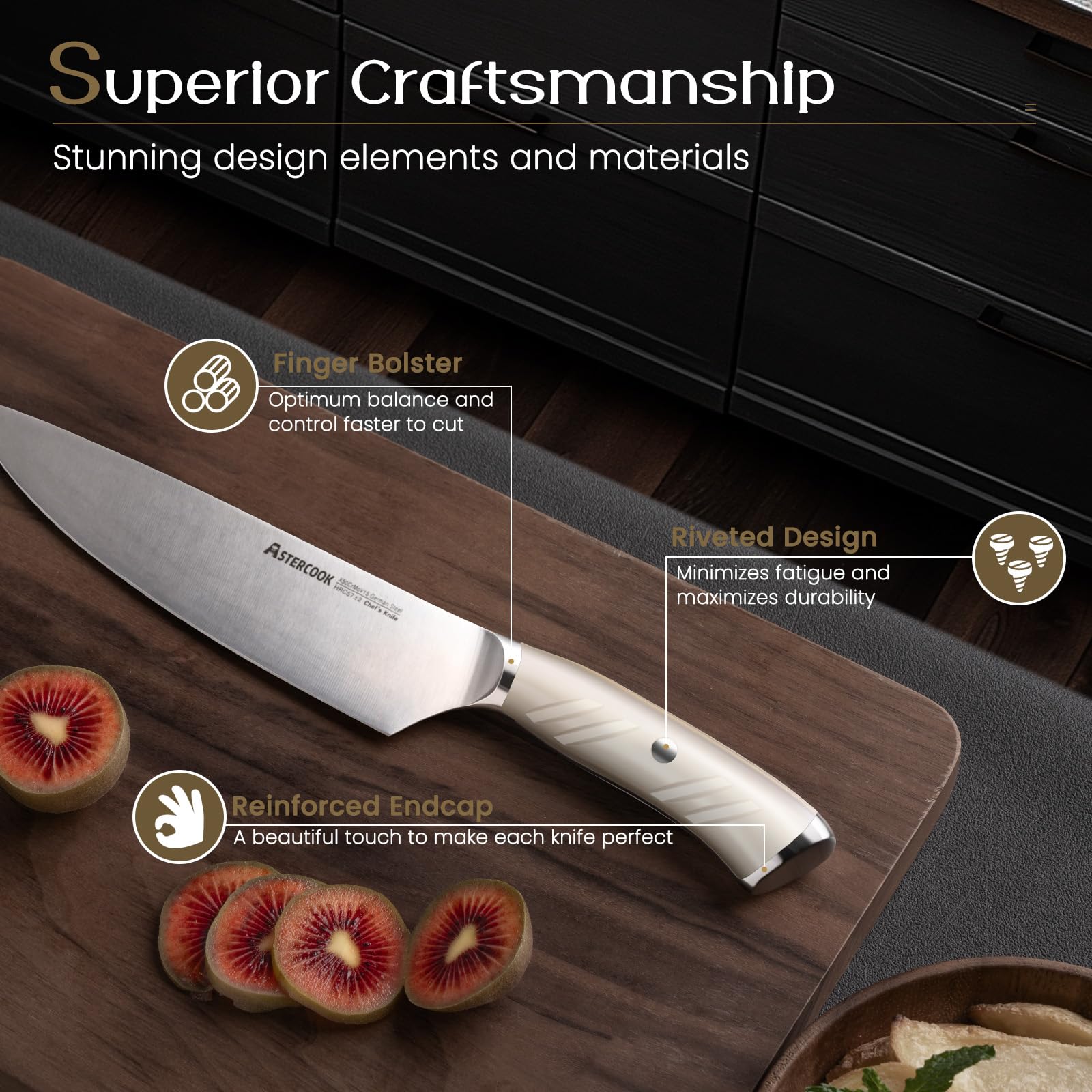 Cuchillo santoku Astercook de 7 pulgadas para verduras y carnes.