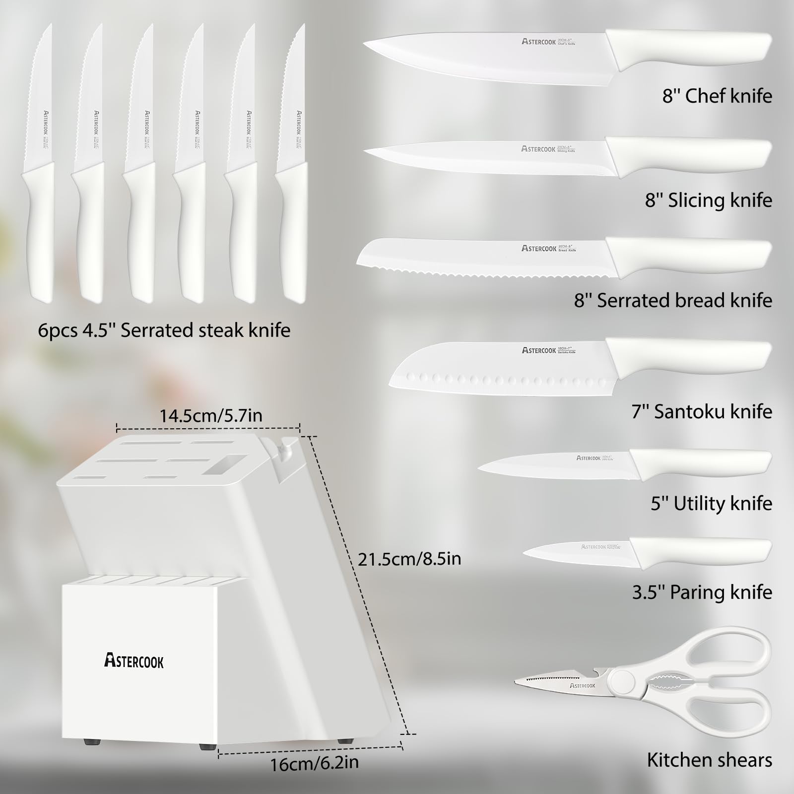 Astercook cuchillo santoku 7pulgadas ideal para juliana y rebanadas