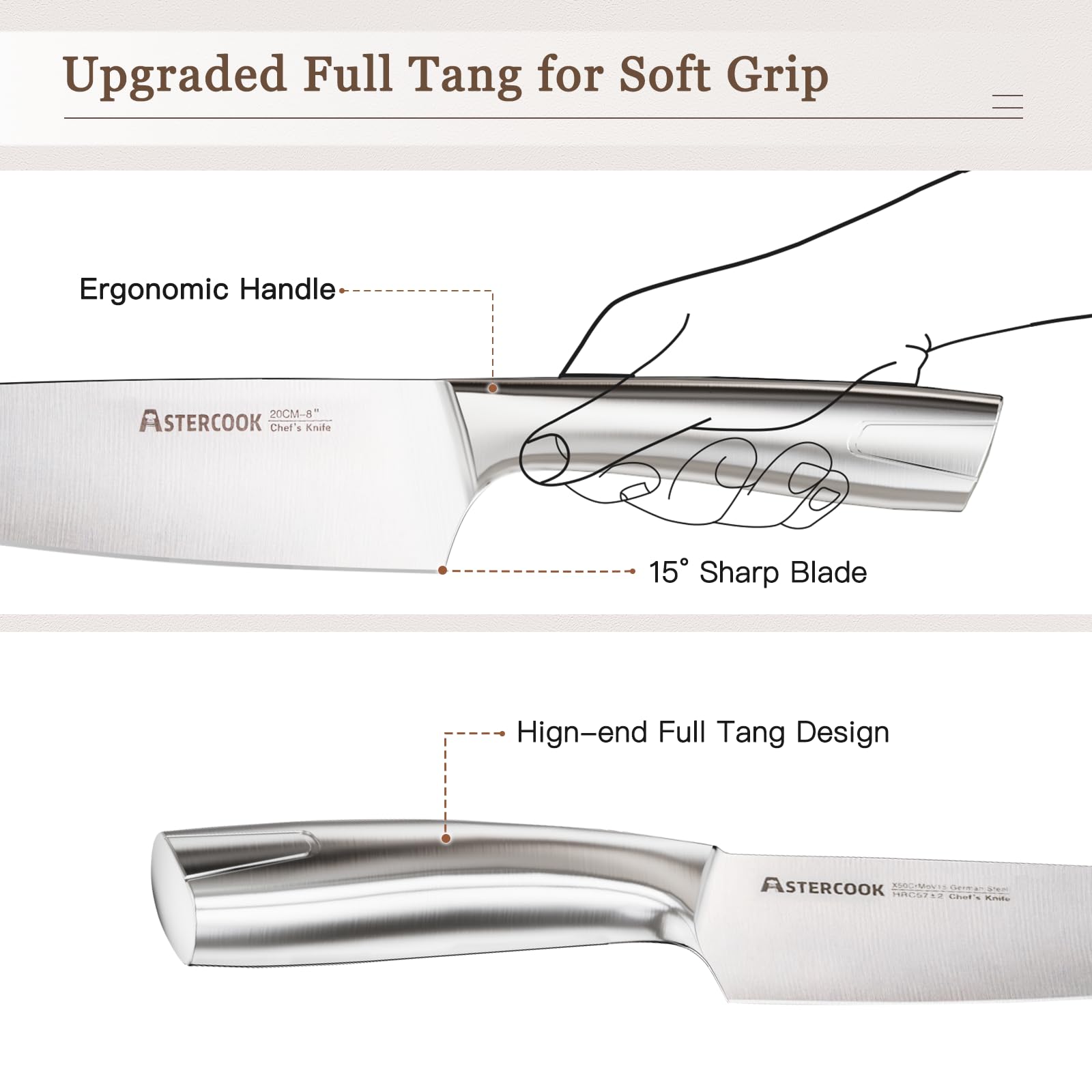 Cuchillo santoku Astercook 7 pulgadas ideal para picar suave