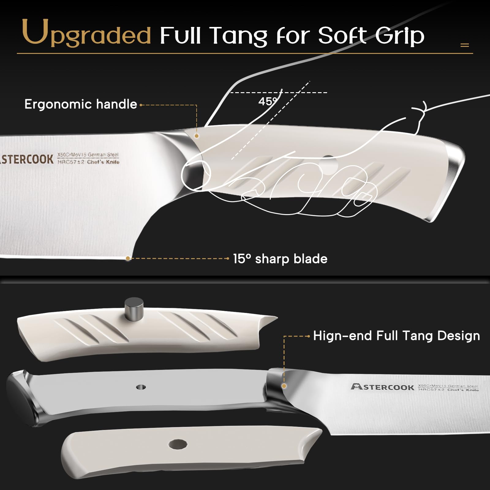 Astercook cuchillo filetear 8 pulgadas para cortes limpios