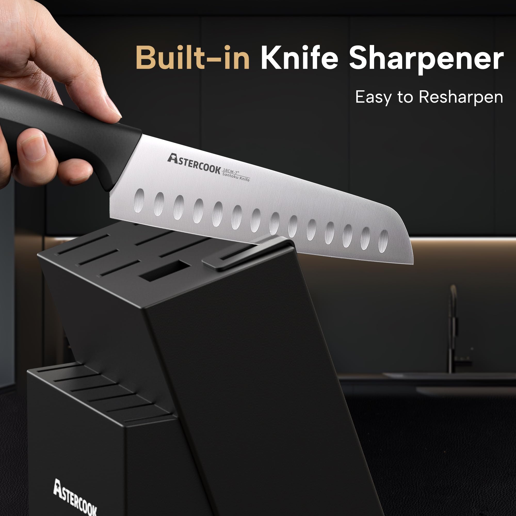 Astercook cuchillo utilidad 5 pulgadas, agarre ergonómico para tareas pequeñas.
