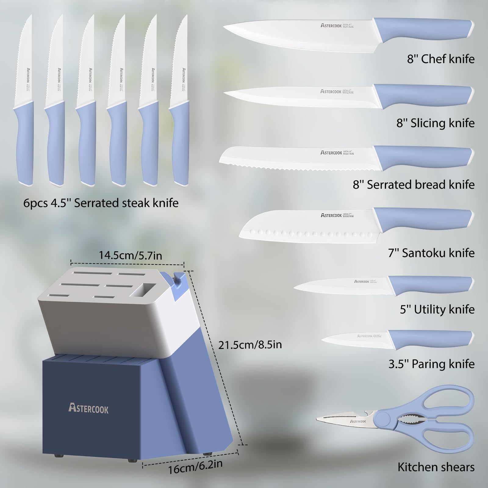 Astercook: cuchillo utilidad 5 pulgadas ideal para tareas rápidas.
