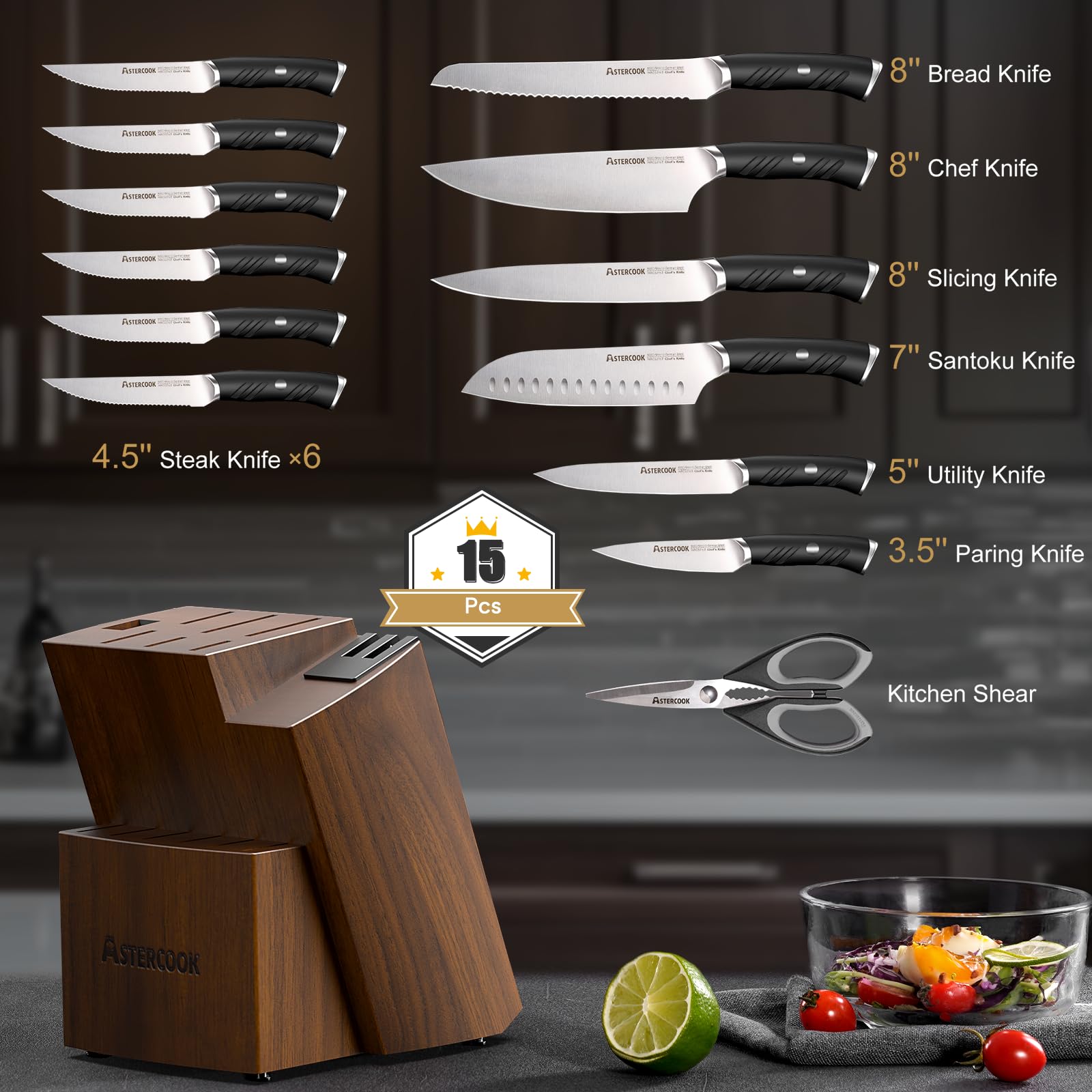 Cuchillo utilidad Astercook 5 pulgadas para tareas rápidas.