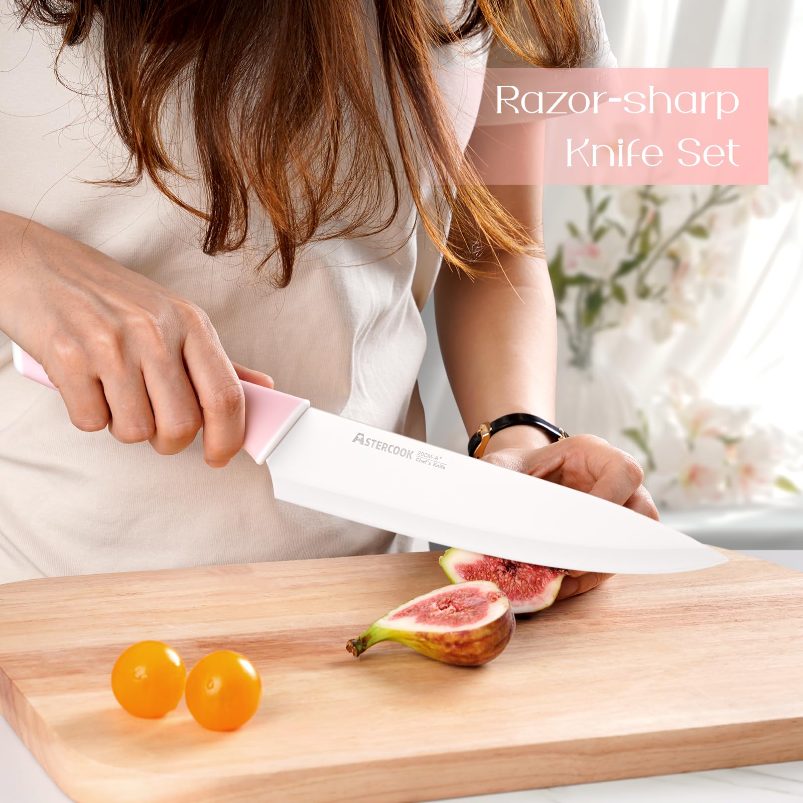 Astercook cuchillos con afilador integrado para cortes precisos en casa.