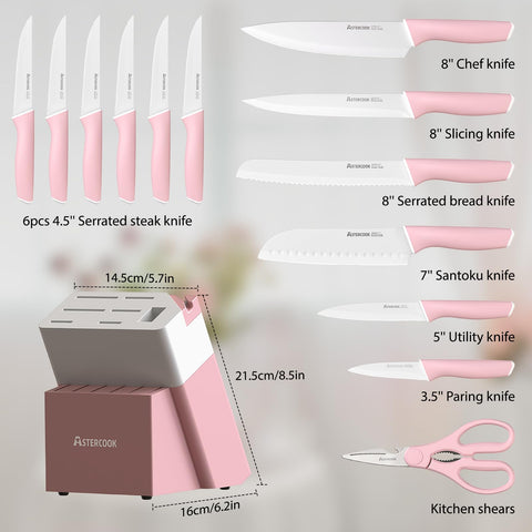 Astercook cuchillos con mango ergonómico y equilibrio que reduce la fatiga.