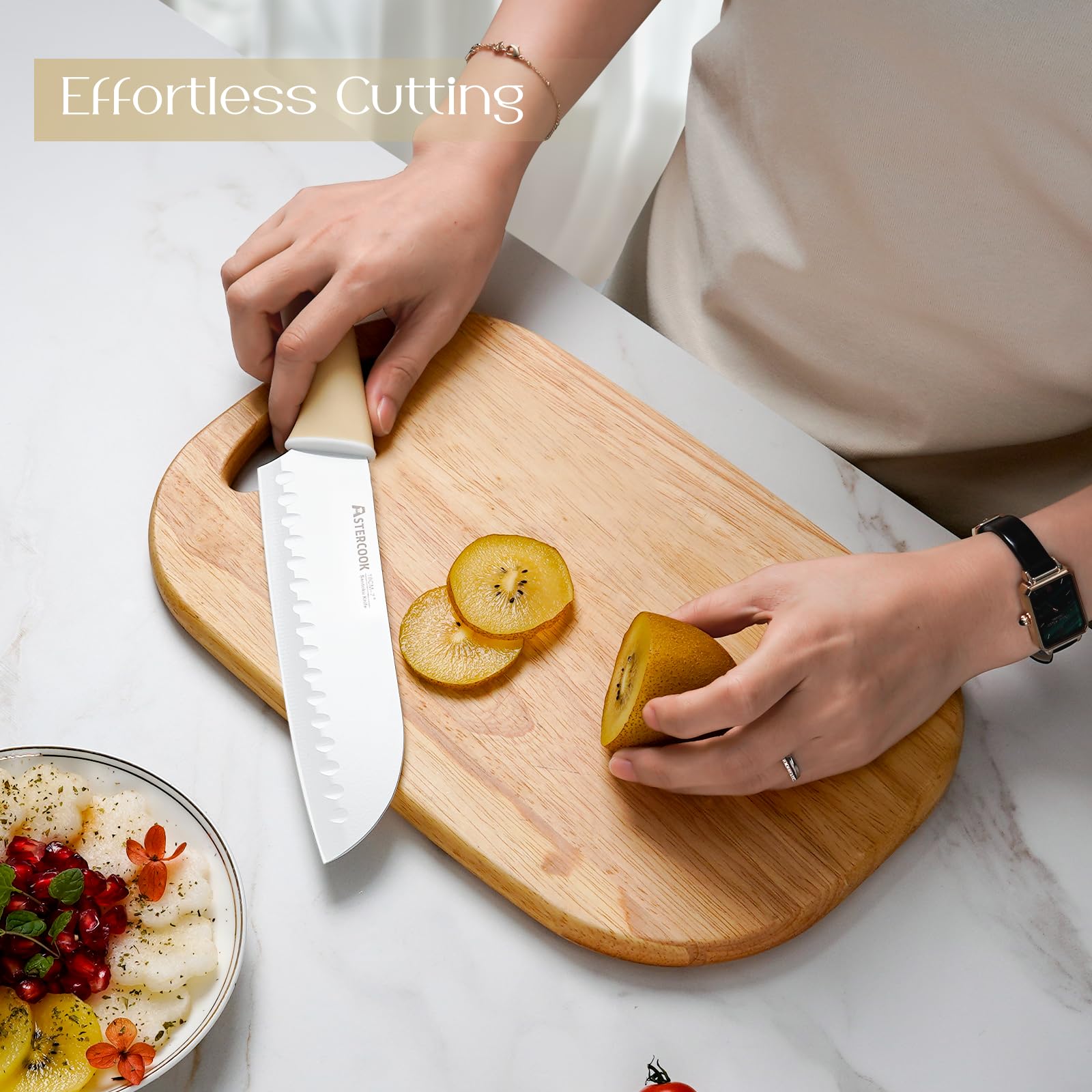 Astercook, juego de 6 cuchillos de bistec 4,5 pulgadas con filo estable