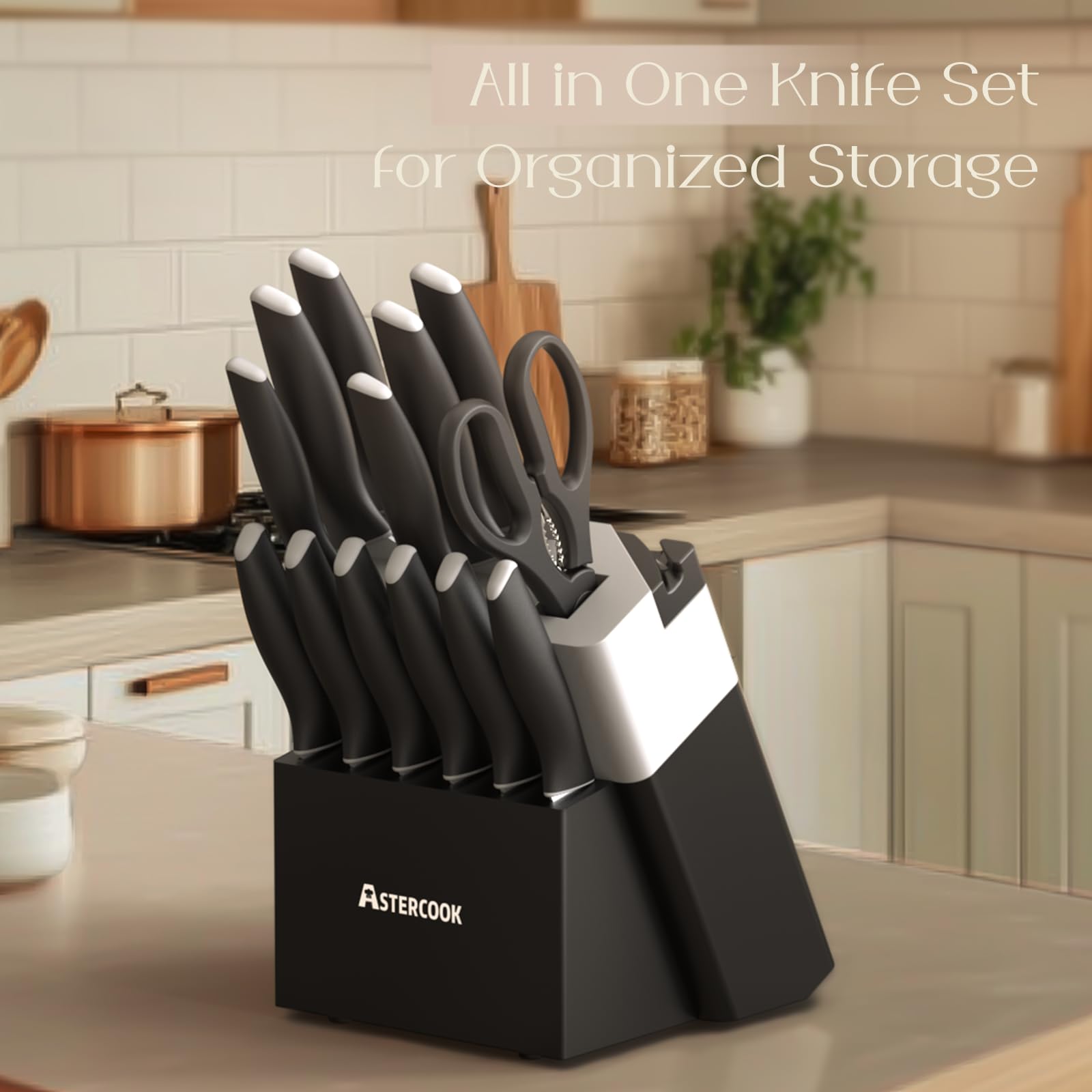 Astercook cuchillos serrados 4-5 pulgadas para porciones uniformes.