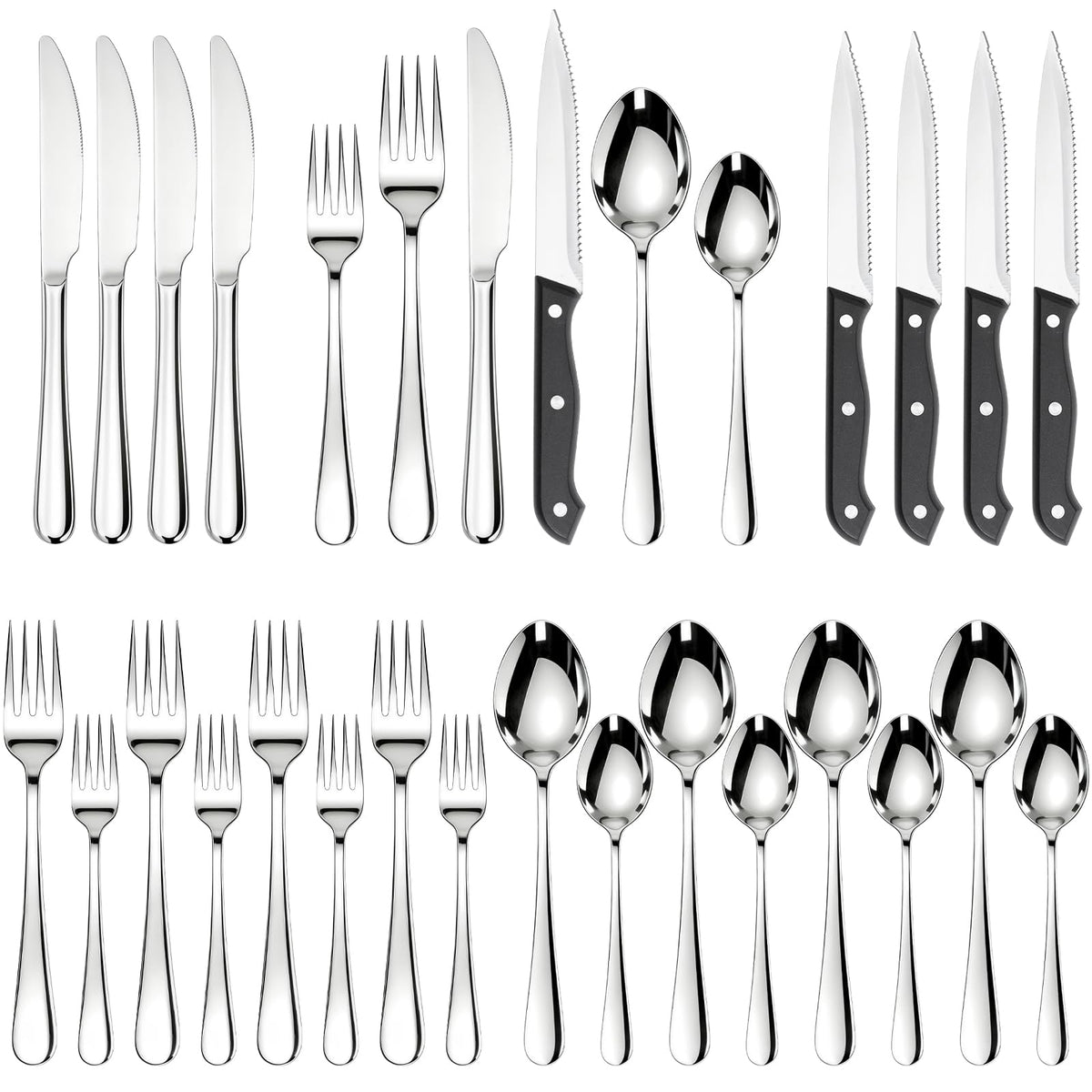 Astercook: juego de cubiertos 24 piezas para cuatro, ideal para cenas diarias.